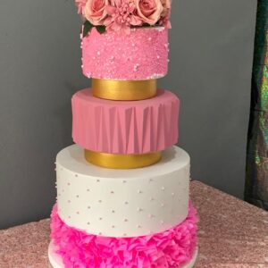 Cake Fake Rosa Dourado Supremo